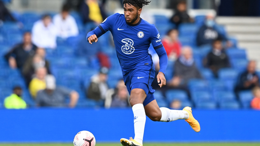 BRIGHTON, ENGLAND - AUGUST 29: Reece James of Chelsea  during the pre-season friendly between Brighton & Hove Albion and Chelsea  at Amex Stadium on August 29, 2020 in Brighton, England. (Photo by Darren Walsh/Chelsea FC via Getty Images)