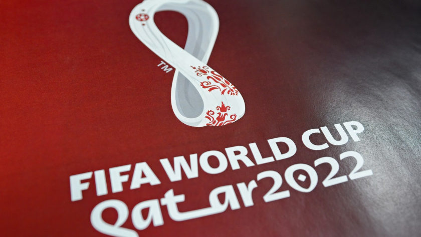 November 9, 2021, Kyiv, Ukraine: Official logo FIFA World Cup 2022 in Qatar printed on banner during training session on the eve of the FIFA World Cup Qatar 2022 qualification at the Olympic stadium in Kyiv.,Image: 642434048, License: Rights-managed, Restrictions: , Model Release: no, Credit line: Aleksandr Gusev / Zuma Press / Profimedia